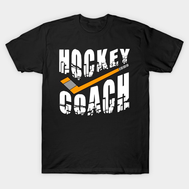 Hockey Coach Stick White Text T-Shirt by Barthol Graphics